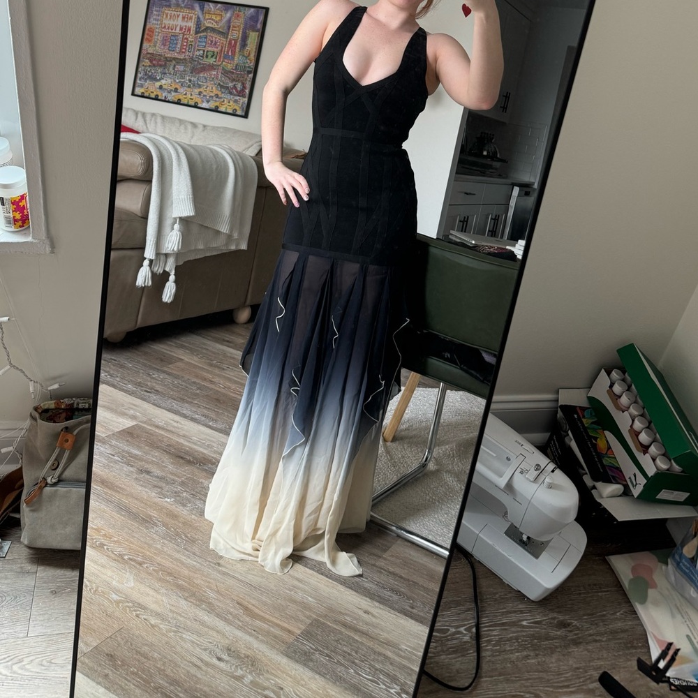 Herve Leger Black and White Maxi Dress